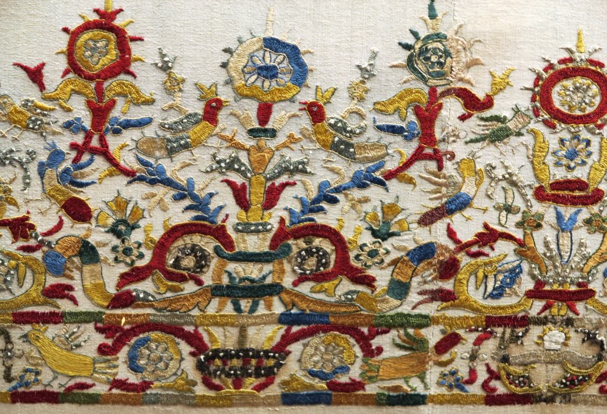 Cretan embroidery (detail), circa 17th century, Benaki Museu