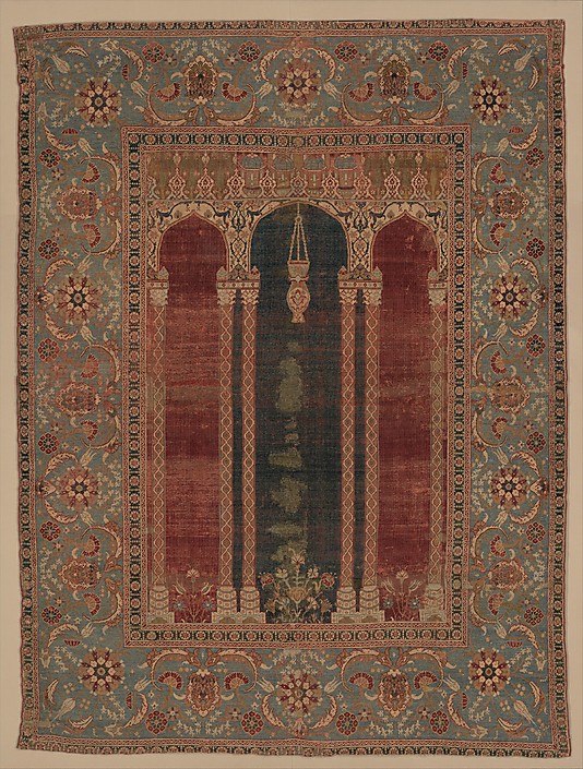 Ottoman Prayer rug coupled columns