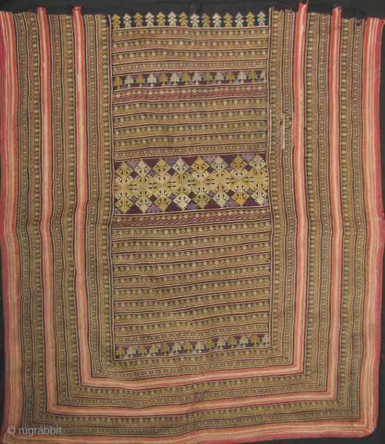 Exquisite embroidered panel from the Yao, sometimes referred as the Mien, ethnic group from northwest Laos near the Vietnamese border. This piece is the back panel from of a woman’s jacket with  ...