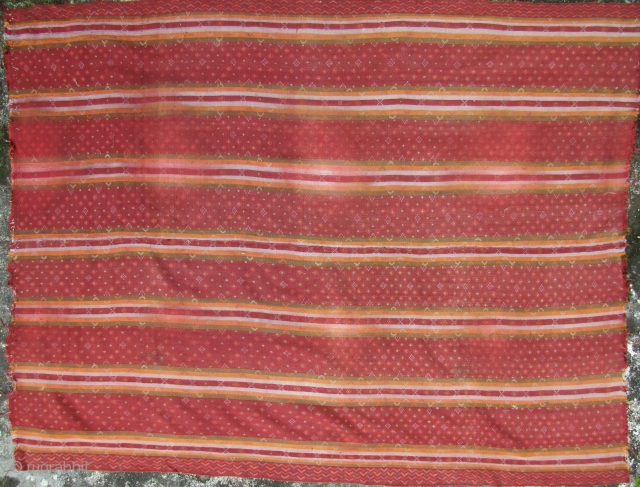 Rare Northern Chin, Tashon subgroup, Falam Township, woman’s, ceremonial, embroidered skirt circa 50 to 80 years old, Chin State, Burma. All hand woven in two panels with a silk warp and cotton  ...