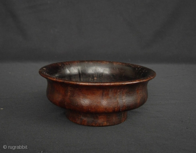 Tibetan Yak Butter Tea Bowl: Old Tibetan Yak Butter Tea bowl carved from burlwood, possibly Rhododendron, it can be anywhere from 50 to a 100 years old. Most of the more recent  ...