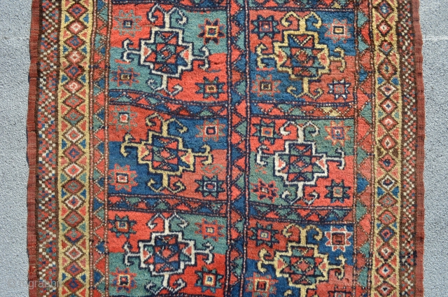 Quchan Kurd rug. Great colors and shaggy, luscious pile. 7'6" x 3'8".                     