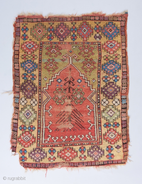 Early 19th century Konya with superb color palette. 3'11" x 3'. 

Visit our website for more rare woven art : www.bbolour.com            