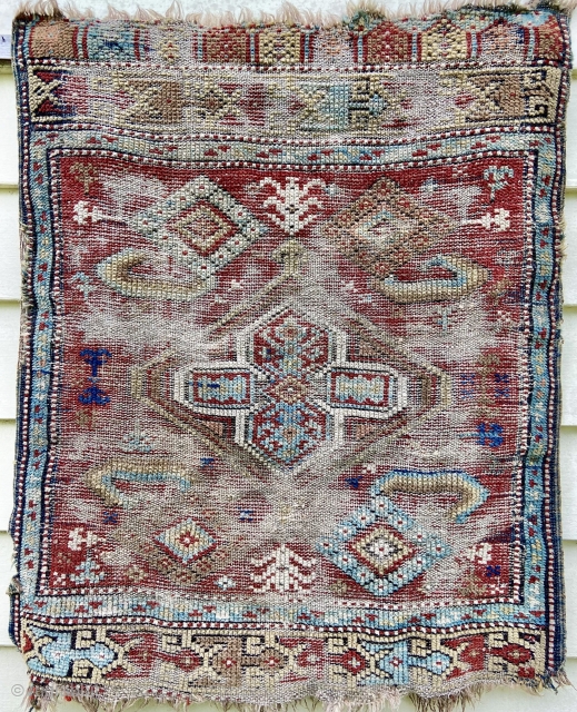Early Anatolian yastik - about 20” x 23”, in ‘as found’ well worn condition                   