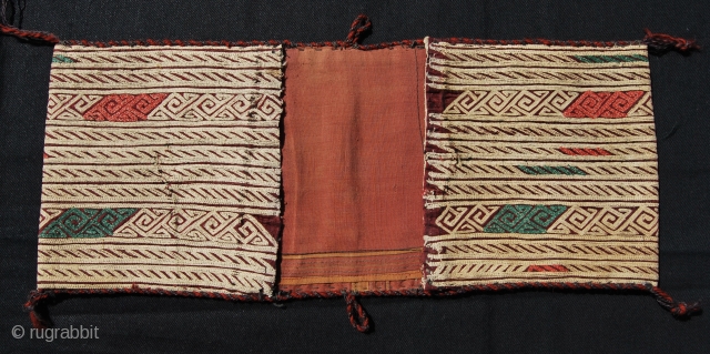 Turkman small vanity bag. Cm 20x50 ca. Late 19th/early 20th century? Heavily embroidered on silk, with silk lining. I've never seen a piece like this before…..       