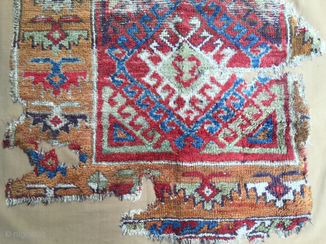 Konya rug fragment size is 265x95cm
Stiched on cotton fabric                        