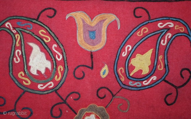 Beautiful Antique 19th cent Uzbek Lakai Silk Embroidery(Ayno halta). it has superb motif such as (bodom gul). An excellent veg dyes colours. Perfect condition. For more information please mail me.