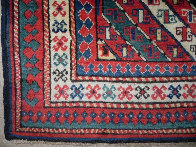 South Caucasian Kazak Rug with diagonal stripes, 6.5 x 3.10 ft (196x120 cm), full pile and in very good condition. 19th century. www.rugspecialist.com          