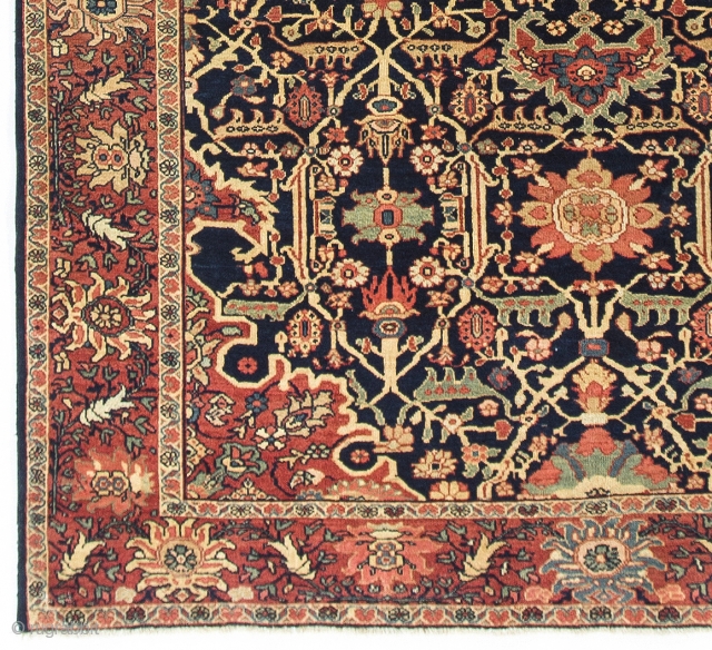 Antique Persian Kashan Rug. 4'5" x 7' (135x210 cm). Very good condition, no issues, all original.                 