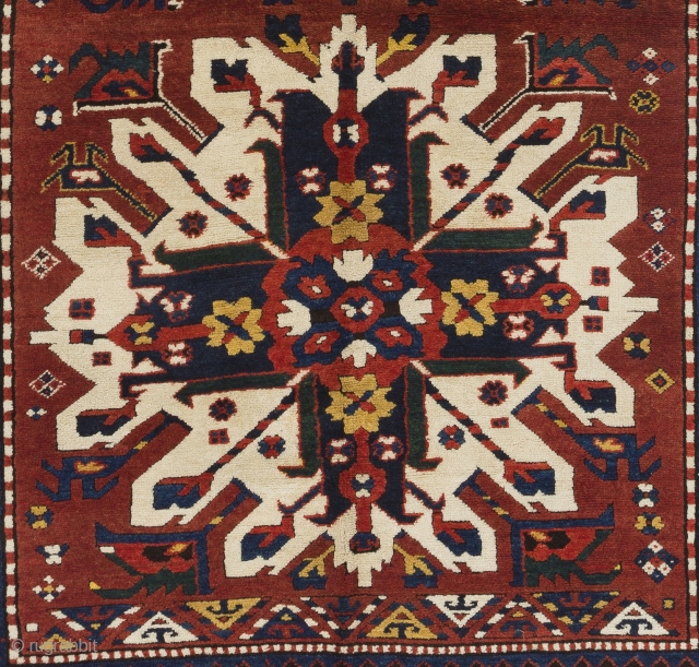 Antique Caucasian Chelaberd (so called "Eagle Kazak") Rug, Karabagh Region, 4'7" x 6'9" (140x205 cm), mint condition.
All my rugs come with a 14 day peace of mind guarantee, simply return a rug  ...