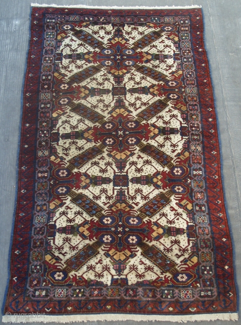 Caucasian Seichur Rug with so called St Andrew`s crosses, 7.1x4.1 ft (218x125 cm), good condition and colours, Full velvety wool pile on wool foundation, original ends and sides, late 19th Century.   ...