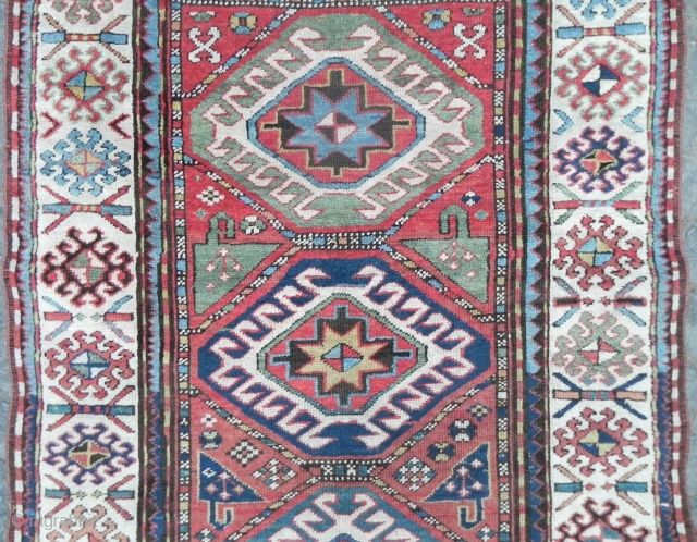 Caucasian Kazak Rug, 7x3.9 ft (213x119 cm), 19th Century                        
