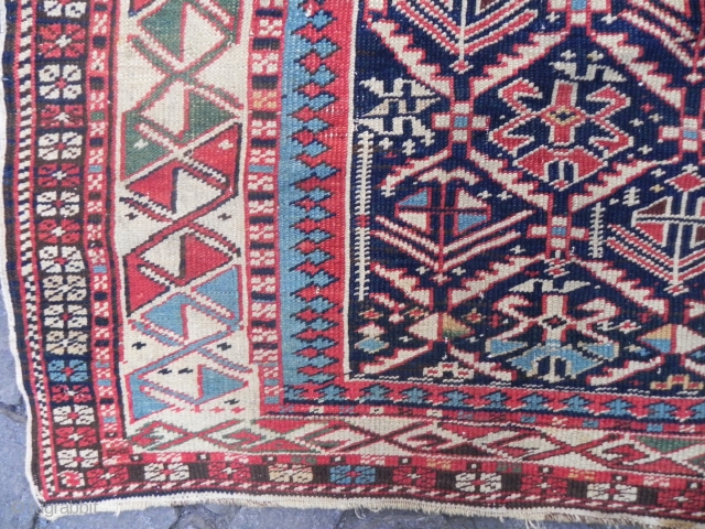 An Antique Caucasian Shirvan Rug, 4.3 x 6.1 ft, late 19th Century, good condition, not washed, not restored.               