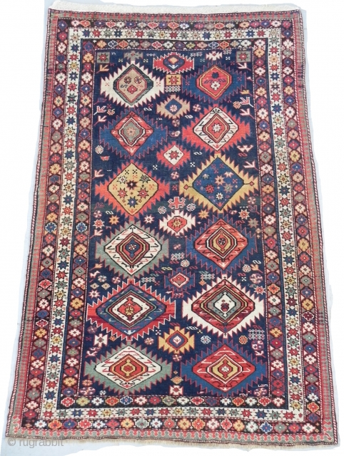 A Remarkable Caucasian Shirvan Rug, 3.3 x 4.9 ft (100x150 cm), This is a Magnetic piece with dazzling colours, in very good condition with full pile, original ends and sides, no issues,  ...