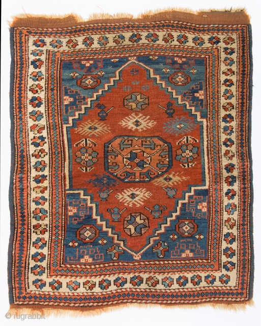 Antique West Anatolian Kozak Rug, 3'4" x 3'9" (102x114 cm). Good condition, all original as found in England.               