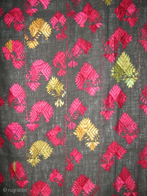 Swat Kohistan shawl,silk embroidery on cotton, almost perfect condition,cm.95x255                        