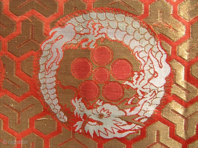 Japanese ceremonial brocade cloth,Uchishiki?,dated:6.May 1869,"Peaceful education,pure heart to the big sister...",cm 81x167,very good condition