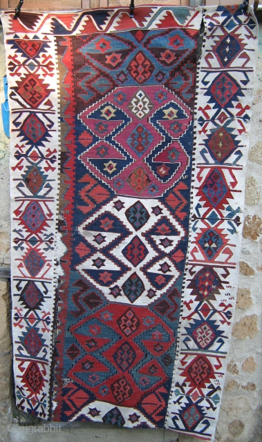 Beautiful Malatya kilim fragment,19th cent,fantastic colors,cotton-wool,cm.104x175