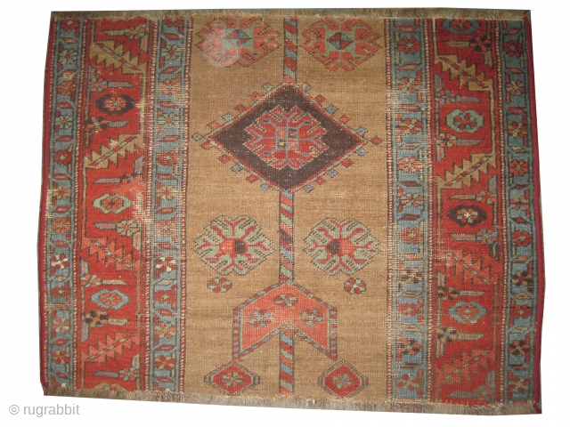 

Fragment Serab Persian,,  106 x 80 (cm) 3' 6" x 2' 7"  carpet ID: SA-1600
The background is knotted with camel hair, the surrounded large border is rust. The knots, the  ...