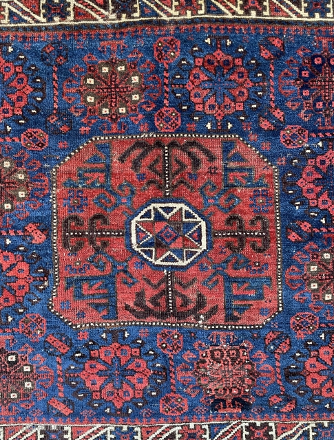 Timuri Baluch Bagface with Star in Octagon and Khaf-Gul pattern, very nice border as well - 19th c.               