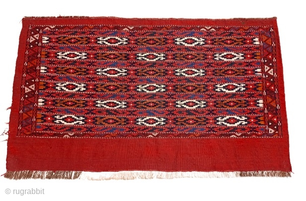 A very beautiful old yomut flat weave turkmen chuval in an excellent condition Size 130×73 cm.                 