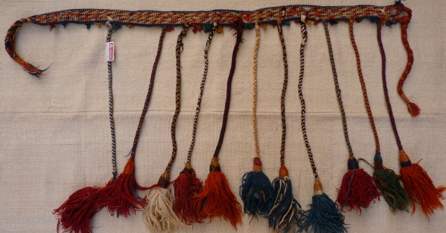 Qashqai horse neck band, 115x4cms, natural colours, complete original condition with authentic horsey smell.