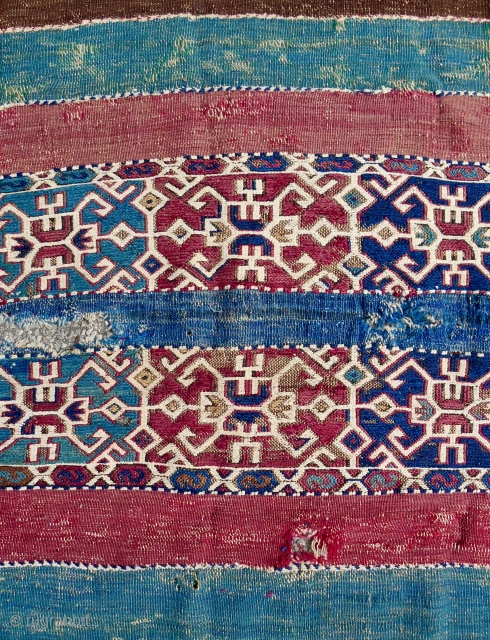 Southeast Anatolian Kurdish open grain sack-chuval. Early 19th c. Mixed technique weave.
                     