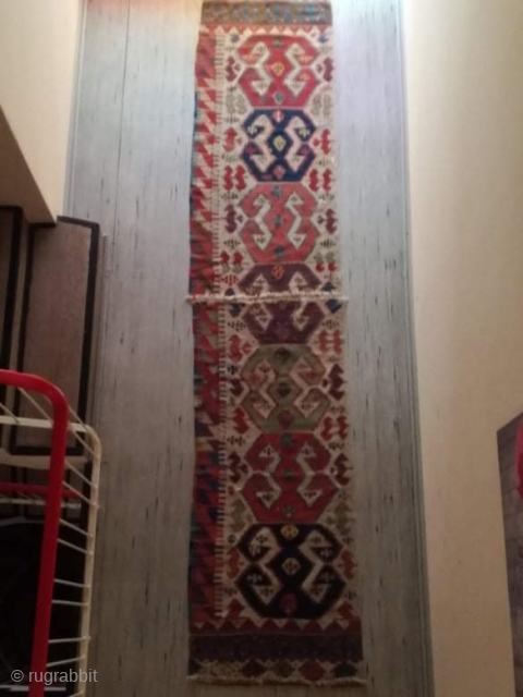 An very old anatolian Aksaray Kilim, 350/70 cm. rare colors.                       