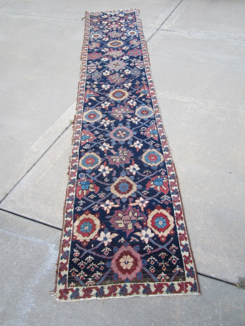 NW Persian runner, 2.2x11.7. Has been reduced to current size. Ca. 1880's or older.