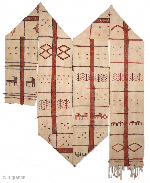 # 843 Very rare Shahsavan tent band, 34/555 cm, NW Persia, 1st quarter 20th century, a handful of small repairs and very small colour bleeding (hardly to see), otherwise complete and in ...