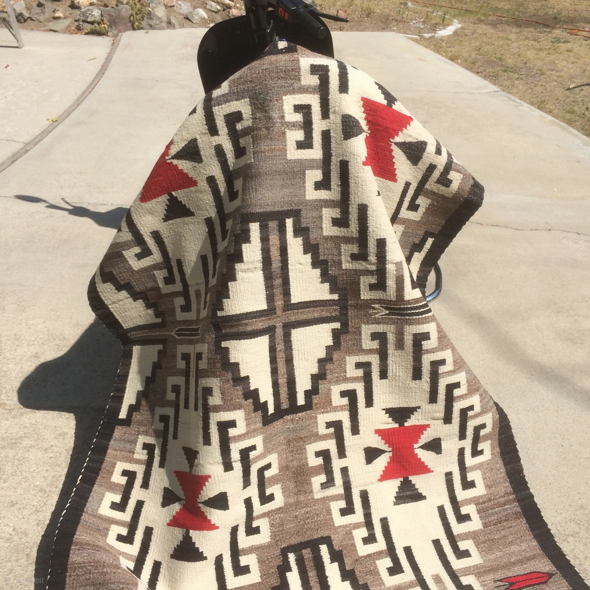 As found: Mid 20th century (1940's -1950's) vintage Navajo rug