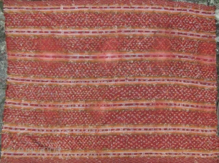 Rare Northern Chin, Tashon subgroup, Falam Township, woman’s, ceremonial, embroidered skirt circa 50 to 80 years old, Chin State, Burma. All hand woven in two panels with a silk warp and cotton  ...