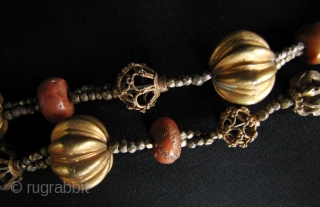 Nice old coral necklace with silver and gold washed silver beads over 100 years old. L: 57cm/22.5 in- the larger gold washed beads are about 2cm. Purchased in Kandy recently finding good  ...