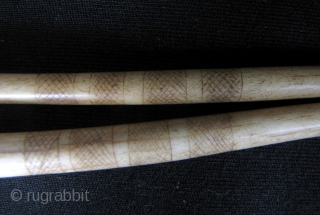 Pair of antique bone hair pins from the Akha minority in Northern Thailand, very old, these kind of things are very hard to find these days as most all of the hill  ...
