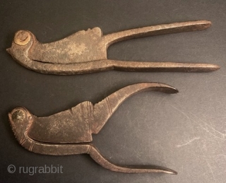 Old Betel Cutters


Special offer: wholesale lot of 8, antique, betel nut cutters from Tamil Nadu, India. These have simple etched designs with brass fittings in the hinges, made into various zoomorphic shapes.  ...