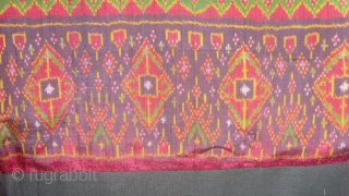 Rare Silk Ikat Cambodia ,Woven in Tie dye technique that requires a weft thread to be dyed before weaving.   Size:1.80 x 1.23 M.    Early 20th Century.   ...