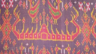 Rare Silk Ikat Cambodia ,Woven in Tie dye technique that requires a weft thread to be dyed before weaving.   Size:1.80 x 1.23 M.    Early 20th Century.   ...