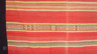 Rare Tube skirt( OPENED AND MOUNTED ) Mon Khmer people in south Laos. Supplementary weft Cotton on Cotton. Striking stylized animal and ancestral figures. 1.73 X 1.20 M. Laos. ...