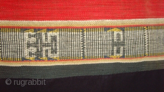 Rare Tube skirt( OPENED AND MOUNTED ) Mon Khmer people in south Laos. Supplementary weft Cotton on Cotton. Striking stylized animal and ancestral figures. 1.73 X 1.20 M. Laos. ...