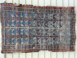 Bakshaish - about 31” x 51” in as found condition with overall wear, end losses, and few small holes              