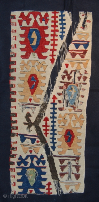 Two Konya/Aksaray kilim fragments. Cm 31x72/32x63. 2nd half 19th c. Great colors. Get one or both. Not expensive.               