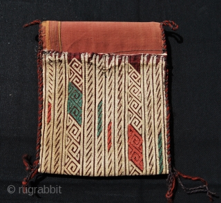 Turkman small vanity bag. Cm 20x50 ca. Late 19th/early 20th century? Heavily embroidered on silk, with silk lining. I've never seen a piece like this before…..       