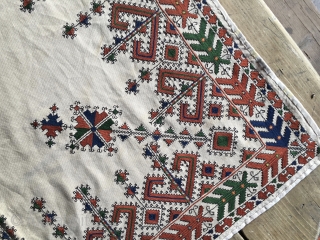 Silk on cotton stitching. Cm 92x106. Tajikistan? Dagestan? Bulgaria? In any case a great nice piece.                 