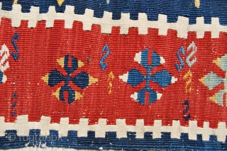 Sivas kilim. Cm 100x143. Second half 19th century. A small jewel! Wonderful color combination. Please note also the deep madder orange, it's simply great! Good condition. See more pics here:
http://www.facebook.com/media/set/?set=a.10151084874054258.493384.358259864257&type=1