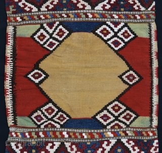 Sweet Manastir kilim. Cm 66x99 ca.  Early 20th c. Wool & cotton. Lovely size & color balance. In good condition, minor missing/stain….find it! One madder red, while the other red seems  ...