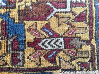 Yahyali Zile rug fragment. Central Anatolia. Cm 56x76. End 19th c. Professionally mounted. Here you enjoy the classic Yahyali yellow, a lovely deep madder red, a sweet indigo, walnut......    