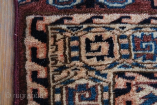Yomut small rug. Cm 105x180 ca. Early 20th c. Great condition, full pile. Dyrnak gul pattern, Yomut eagles in the elems. A date? or an inscription? in the in the top left  ...