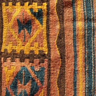 Moghari kilim from east Afghanistan, 340x130cm, beginning of 20th century.
Handspun wool, all natural colours.
Perfect condition, no repairs.                