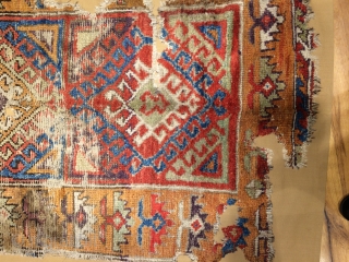 Konya rug fragment size is 265x95cm
Stiched on cotton fabric                        