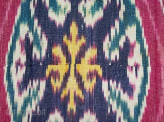 1850th Uzbek adras Ikat fragment, it is excellent piece, as a collector, superb natural dyes colours.and design. It can be very good decorative piece. it is silk warp cotton weft. Very cute ...